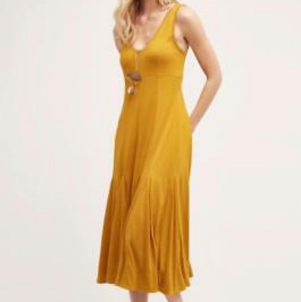 Anthropology Maeve mustard dress size S